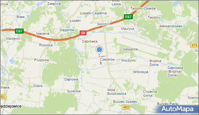 mapa Czestków B, Czestków B na mapie Targeo